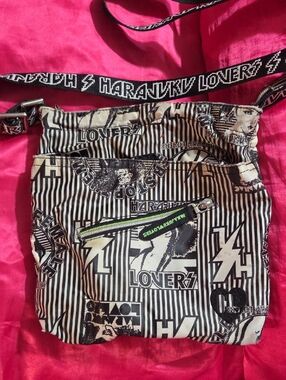 Harajuku Lovers Black, White & Neon Green Graphic Crossbody